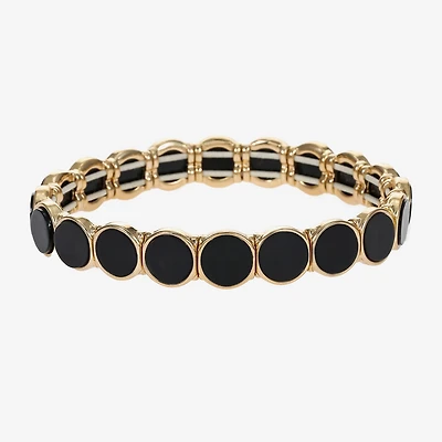 Liz Claiborne Gold Tone & Black Womens Round Stretch Bracelet