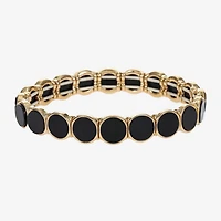 Liz Claiborne Gold Tone & Black Womens Round Stretch Bracelet