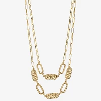 Liz Claiborne Frontal Multi Strand Womens 17 Inch Collar Necklace