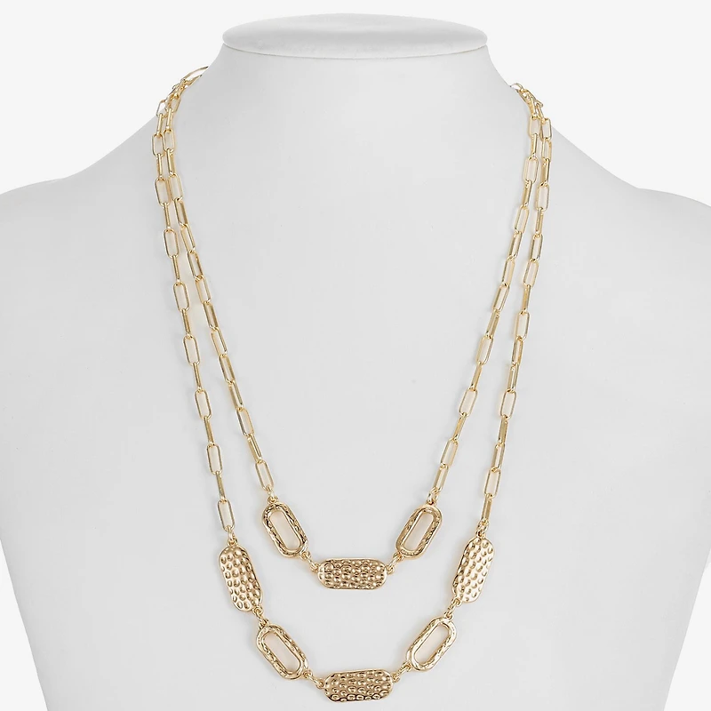Liz Claiborne Frontal Multi Strand Womens 17 Inch Collar Necklace