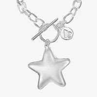 Liz Claiborne Silver Tone Toggle Womens Star 17 Inch Pendant Necklace