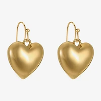 Liz Claiborne Gold Tone Womens Heart Drop Earrings