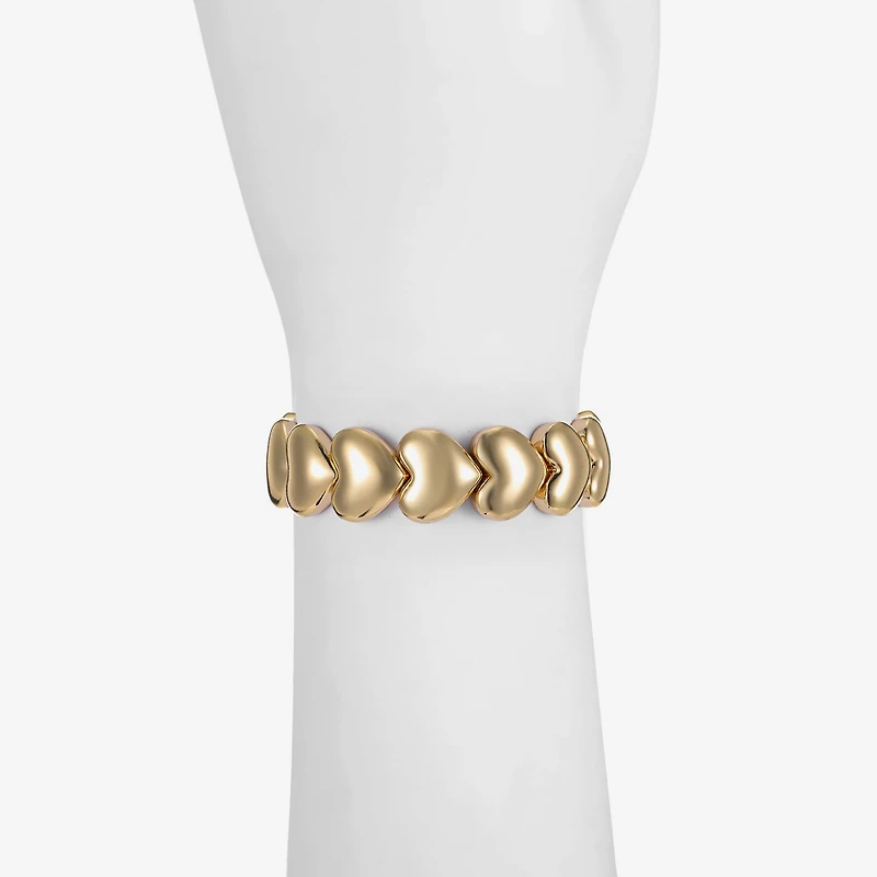 Liz Claiborne Gold Tone Womens Heart Stretch Bracelet