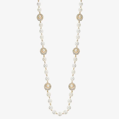 Monet Jewelry Gold Tone Halo Womens Glass 36 Inch Strand Necklace