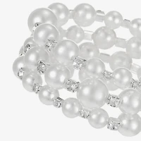 Monet Jewelry Timeless Silver Tone Beaded Coil Womens Glass Wrap Bracelet