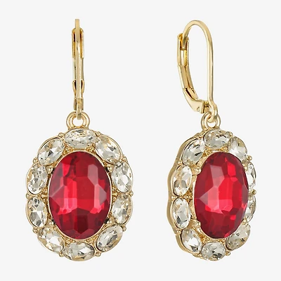 Monet Jewelry Gold Tone Halo Womens Glass Oval Drop Earrings