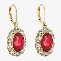 Monet Jewelry Gold Tone Halo Womens Glass Oval Drop Earrings