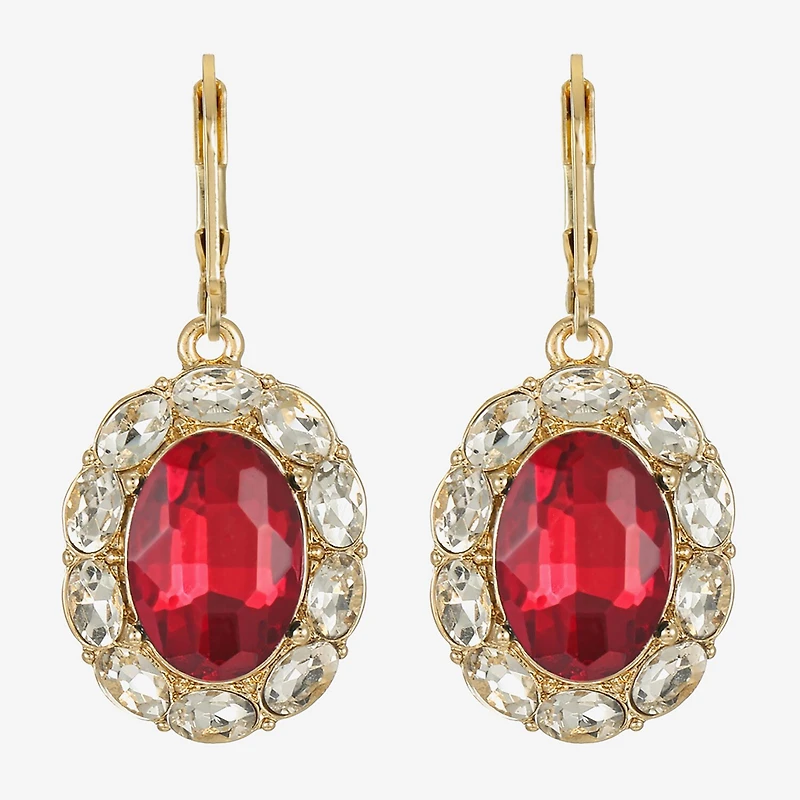 Monet Jewelry Gold Tone Halo Womens Glass Oval Drop Earrings