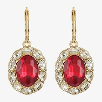 Monet Jewelry Gold Tone Halo Womens Glass Oval Drop Earrings