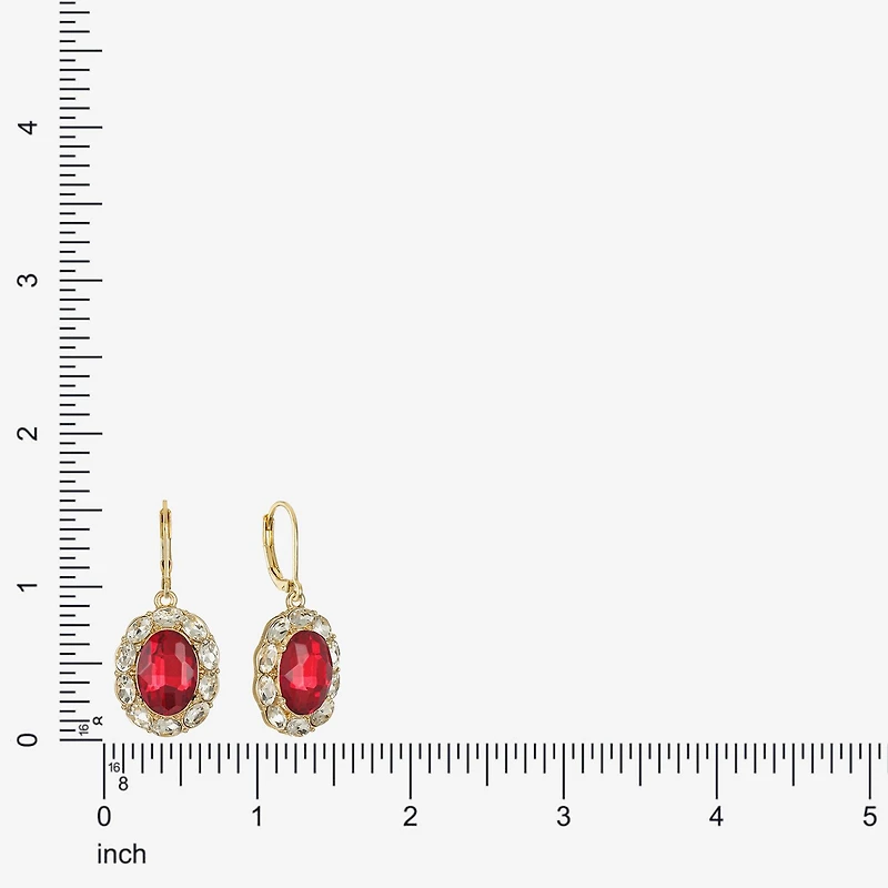 Monet Jewelry Gold Tone Halo Womens Glass Oval Drop Earrings