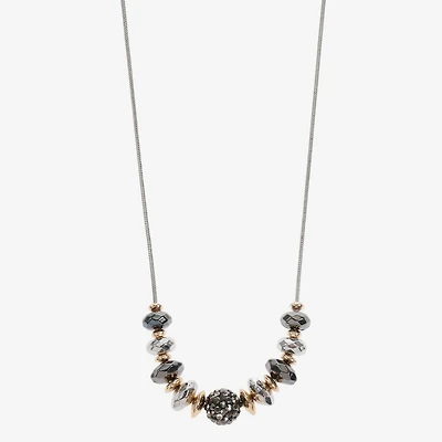 Liz Claiborne Tri Tone Frontal Beaded Womens 17 Inch Collar Necklace