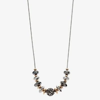Liz Claiborne Tri Tone Frontal Beaded Womens 17 Inch Collar Necklace