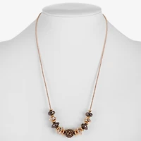 Liz Claiborne Tri Tone Frontal Beaded Womens 17 Inch Collar Necklace