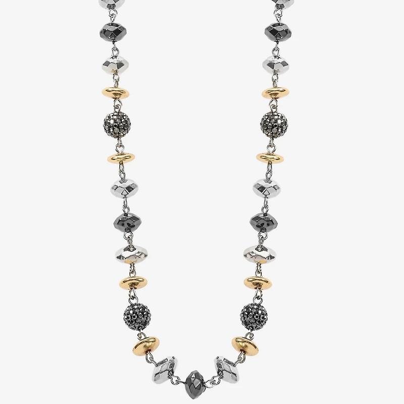 Liz Claiborne Tri Tone Beaded Womens 17 Inch Collar Necklace