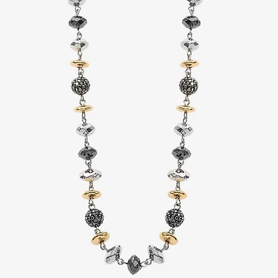 Liz Claiborne Tri Tone Beaded Womens 17 Inch Collar Necklace
