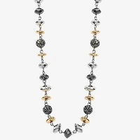Liz Claiborne Tri Tone Beaded Womens 17 Inch Collar Necklace