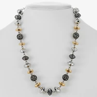 Liz Claiborne Tri Tone Beaded Womens 17 Inch Collar Necklace