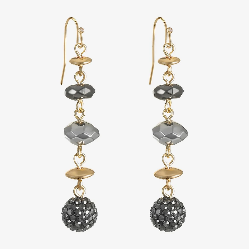 Liz Claiborne Tri Tone Beaded Womens Drop Earrings