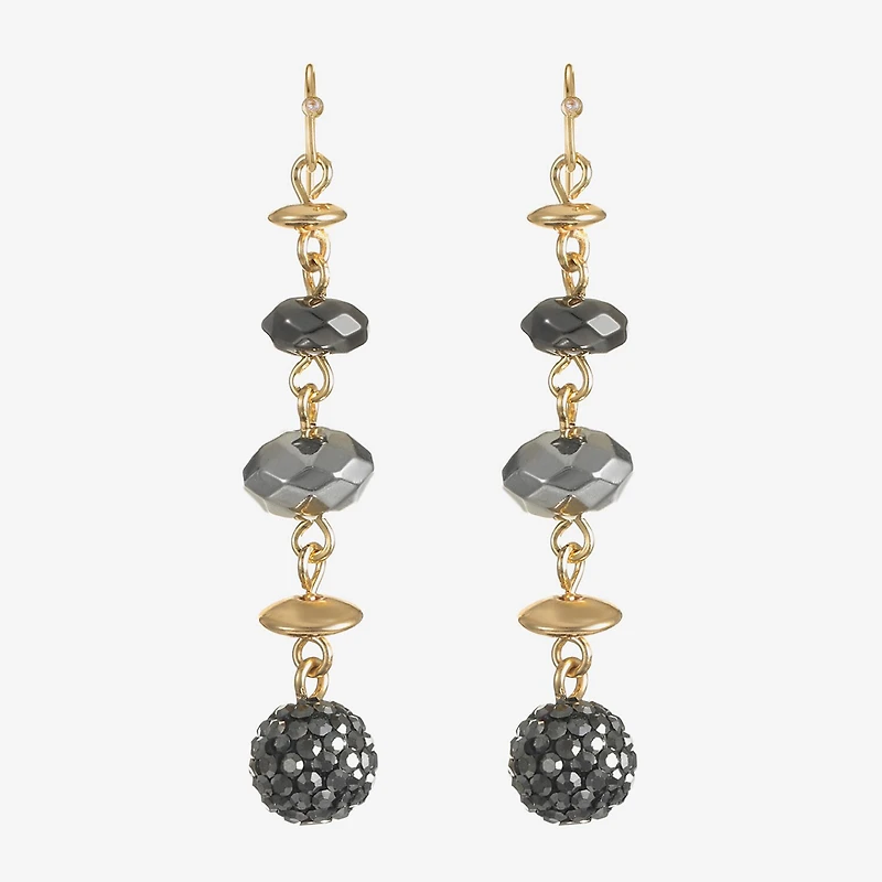 Liz Claiborne Tri Tone Beaded Womens Drop Earrings