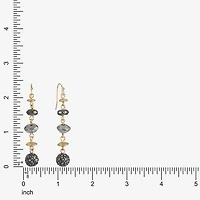 Liz Claiborne Tri Tone Beaded Womens Drop Earrings