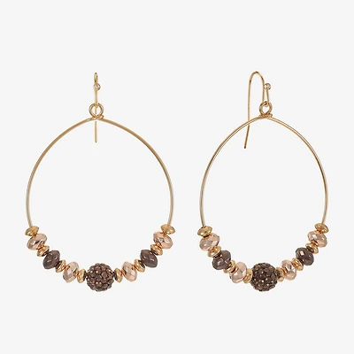 Liz Claiborne Tri Tone Beaded Womens 53mm Hoop Earrings