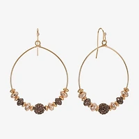 Liz Claiborne Tri Tone Beaded Womens 53mm Hoop Earrings