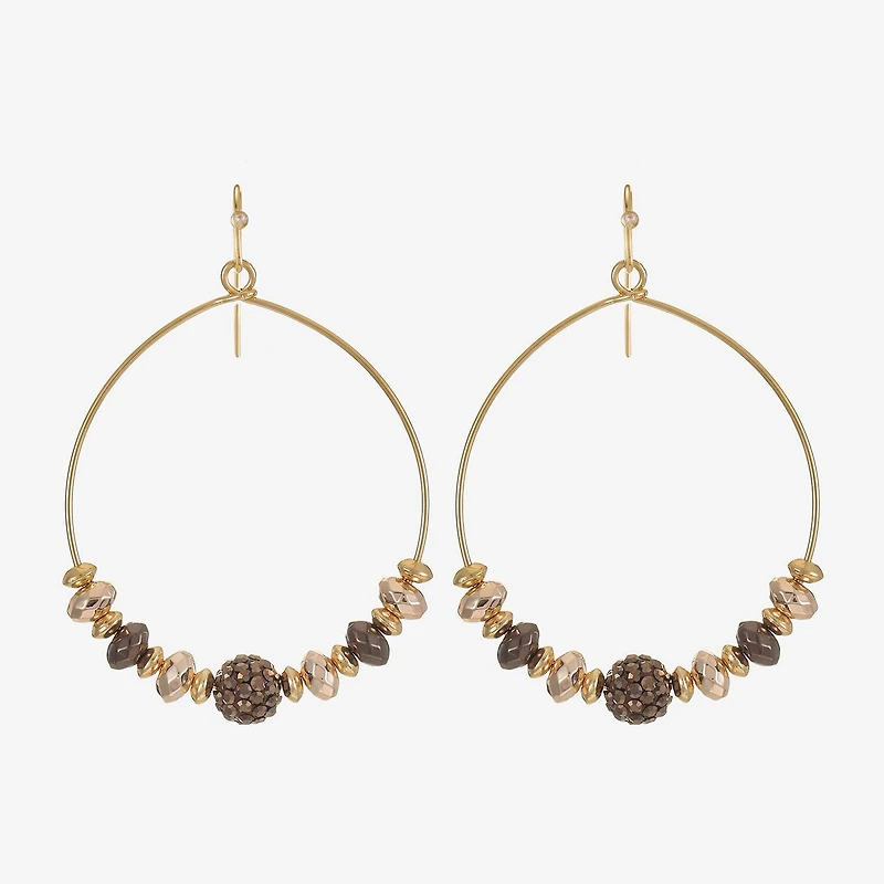 Liz Claiborne Tri Tone Beaded Womens 53mm Hoop Earrings