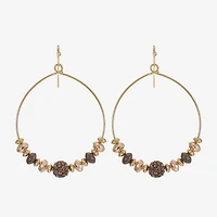Liz Claiborne Tri Tone Beaded Womens 53mm Hoop Earrings