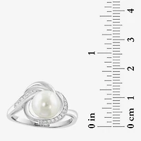 Effy Final Call Limited Quantities! Womens Diamond Accent 7-7.5MM Genuine White Cultured Freshwater Pearl 14K Gold Round Cocktail Ring