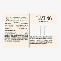 Floating Diamonds (F, Vs2) Womens 1 1/2 CT. T.W. Lab Grown White Diamond 14K Gold Drop Earrings
