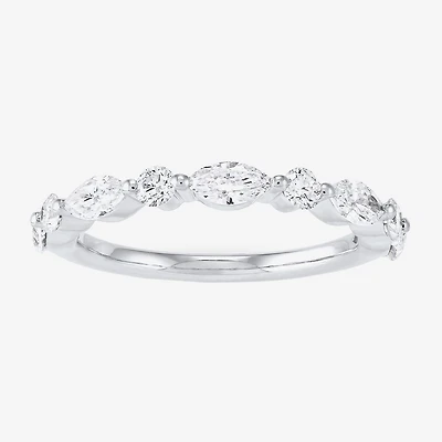 (H-I / Si2) Womens 1 CT. T.W. Lab Grown White Diamond 10K Gold Marquise Wedding Band