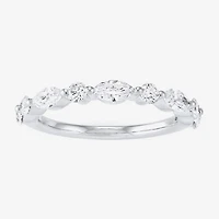 (H-I / Si2) Womens 1 CT. T.W. Lab Grown White Diamond 10K Gold Marquise Wedding Band