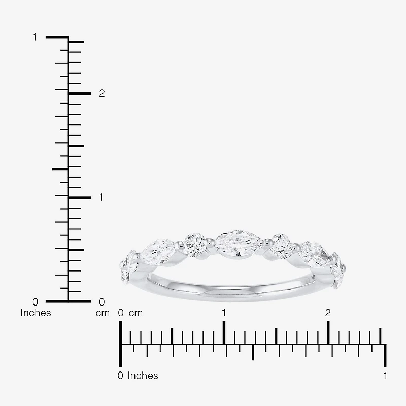 (H-I / Si2) Womens 1 CT. T.W. Lab Grown White Diamond 10K Gold Marquise Wedding Band
