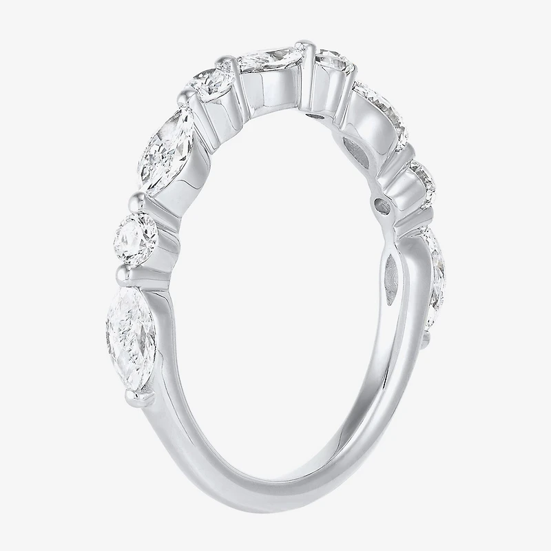(H-I / Si2) Womens 1 CT. T.W. Lab Grown White Diamond 10K Gold Marquise Wedding Band