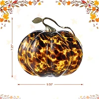 Glitzhome 10"D Amber Dots Glass Pumpkin Thanksgiving Tabletop Decor