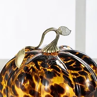 Glitzhome 10"D Amber Dots Glass Pumpkin Thanksgiving Tabletop Decor