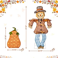 Glitzhome Lighted Fall 2.5d Scarecrow & Pumpkin Outdoor Décor Thanksgiving Inflatable