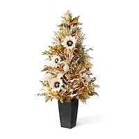 Glitzhome 36"H Fall Neutral Sunflower, Pumpkin And Leaf Porch Tree Thanksgiving Tabletop Decor