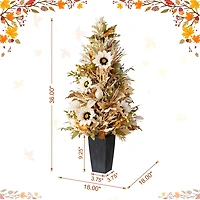 Glitzhome 36"H Fall Neutral Sunflower, Pumpkin And Leaf Porch Tree Thanksgiving Tabletop Decor
