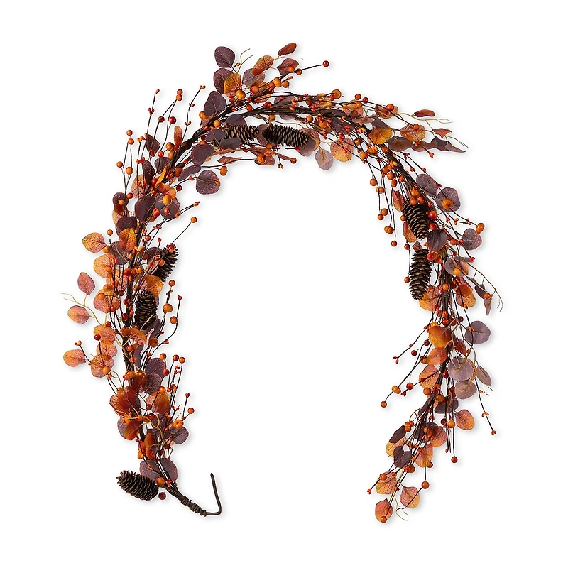 Glitzhome 72"L Fall Eucalyptus Berry Garland Thanksgiving Tabletop Decor