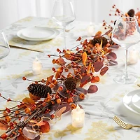 Glitzhome 72"L Fall Eucalyptus Berry Garland Thanksgiving Tabletop Decor
