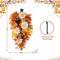 Glitzhome 28"H Fall Lotus, Lotus Pod And Berry Swag Thanksgiving Tabletop Decor