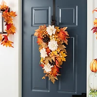 Glitzhome 28"H Fall Lotus, Lotus Pod And Berry Swag Thanksgiving Tabletop Decor