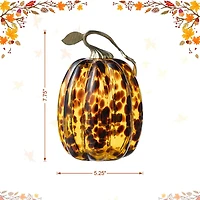 Glitzhome 8"H Amber Dots Glass Pumpkin Thanksgiving Tabletop Decor