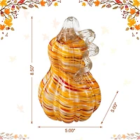 Glitzhome 9"H Fall Multi Stripes Glass Gourd Thanksgiving Tabletop Decor