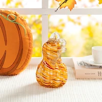 Glitzhome 9"H Fall Multi Stripes Glass Gourd Thanksgiving Tabletop Decor