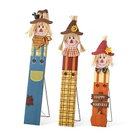 Glitzhome 36"H Fall Wood Sacrecrow Family Porch Decor Thanksgiving Porch Sign