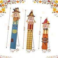 Glitzhome 36"H Fall Wood Sacrecrow Family Porch Decor Thanksgiving Porch Sign