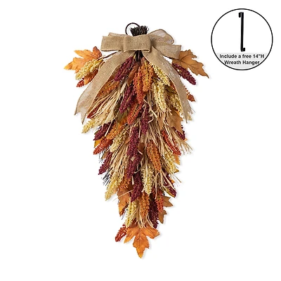 Glitzhome 28"H Fall Multi-Colored Sorghum Swag Thanksgiving Tabletop Decor