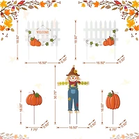 Glitzhome 31"H Fall Metal Scarecrow, Pumpkin & Fence Thanksgiving Yard Art